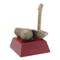 Golfing, Antique Gold, Resin Sculpture - 4"